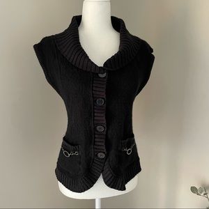 Alfred Dunner Black Sweater Vest